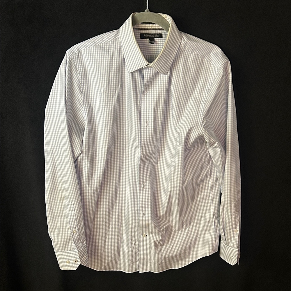 Banana Republic Blue and White Checkered Dress Shirt